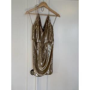 Haute Hippie Womens XS Sequin 100%Silk Cowl Party Dress Y2K 90’s Paris Hilton